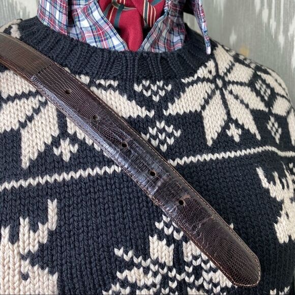 Ralph Lauren Vintage Fall 1991 Lizard Belt w/925 Sterling Silver Crest Buckle